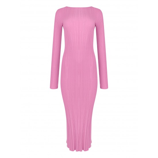 Платье вязаное с Длинным рукавом Фуксия
