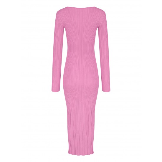 Платье вязаное с Длинным рукавом Фуксия
