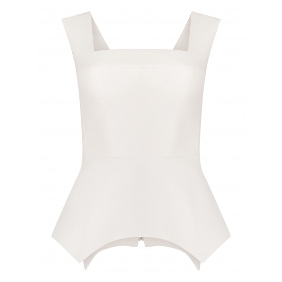 Корсаж с фигурной баской  из костюмной ткани Белый