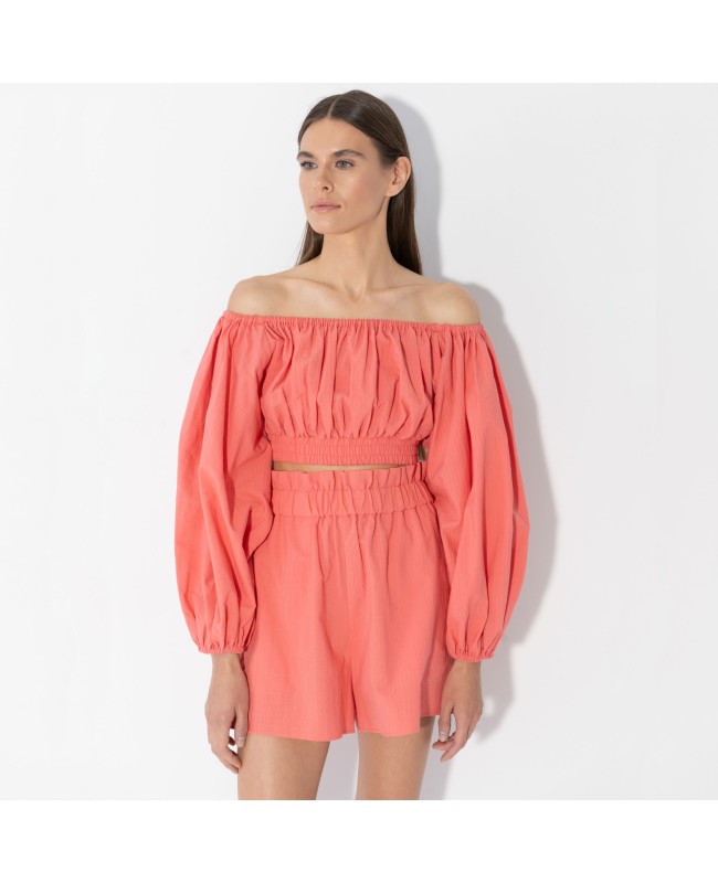 Шорты  с декоративным поясом Коралловый