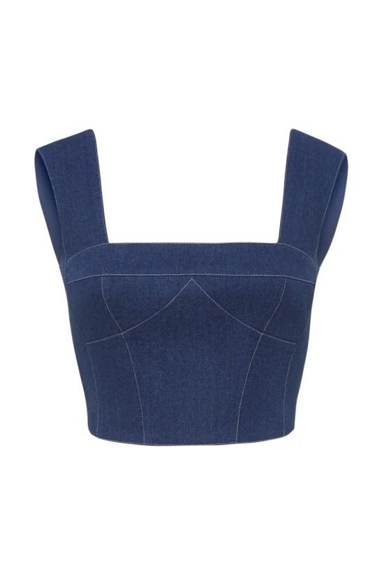 Кроп-топ на широких бретелях Джинс синий