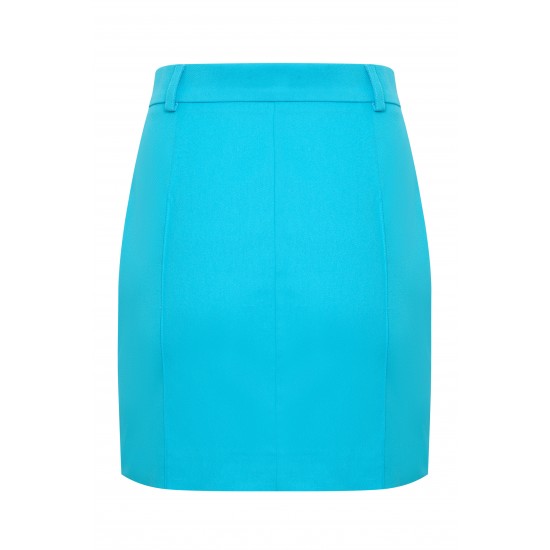 Юбка мини на молнии голубая