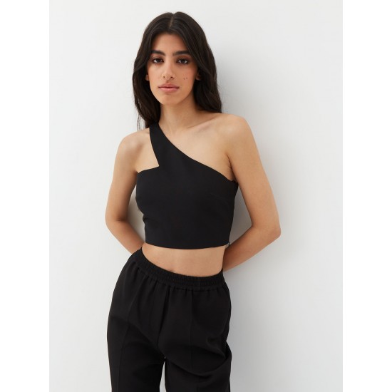 Топ на одно плечо в черном цвете