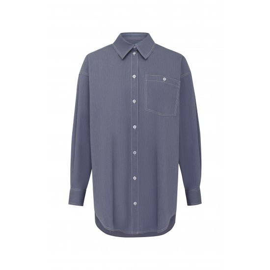 Рубашка с контрастной прострочкой 