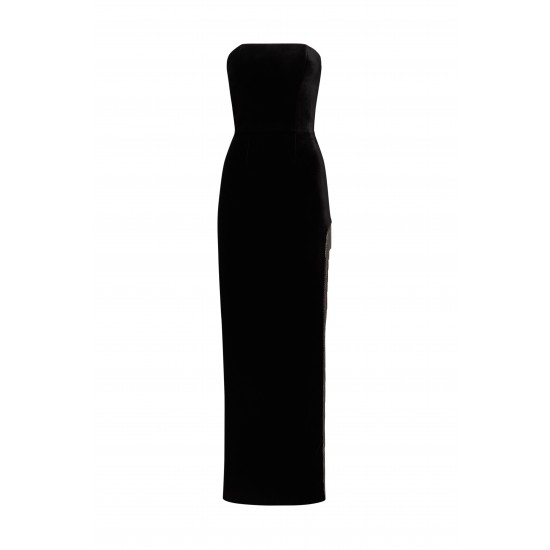 Корсетное вечернее платье в пол черное