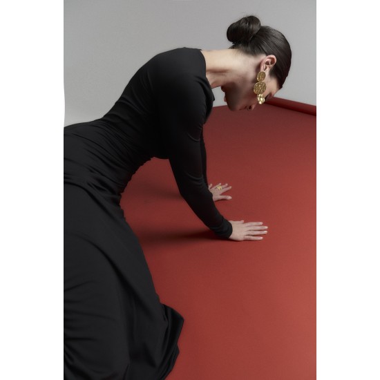 Платье maxi с драпировкой чёрного цвета