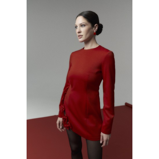 Платье с бантами красное