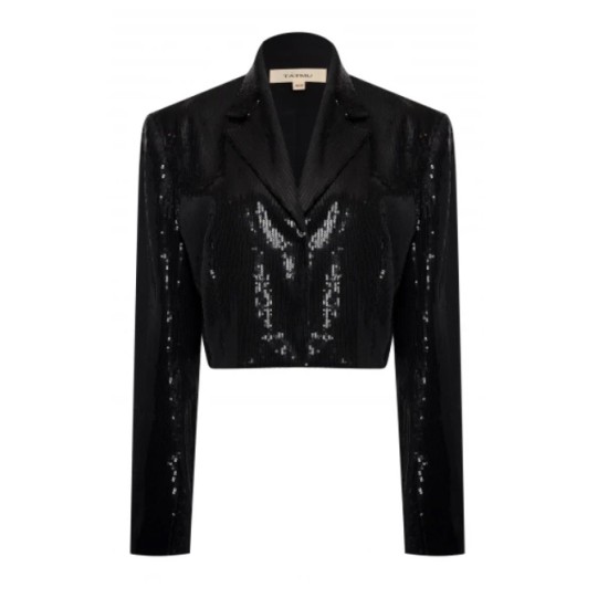 Жакет женский укороченный из пайетки черный