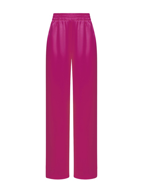  Легкие брюки свободного силуэта  из атласа Фуксия