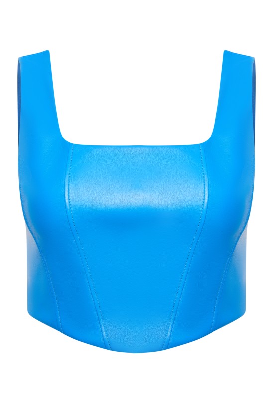 Кожаный корсет женский в цвете электрик