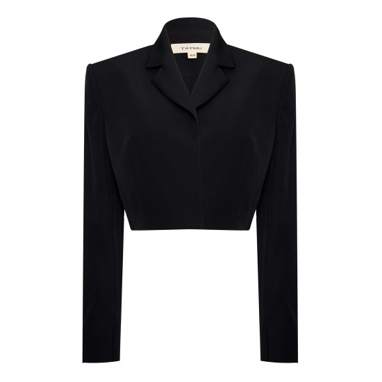 Жакет укороченный из костюмной вискозы Черный