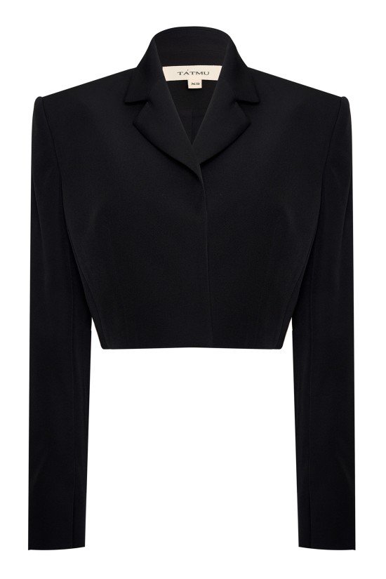 Жакет укороченный из костюмной вискозы Черный