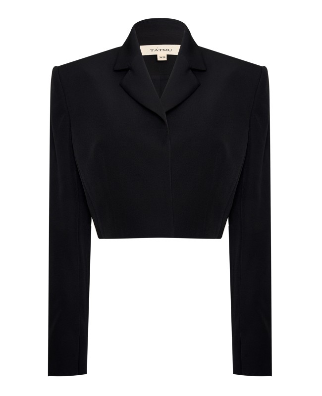 Жакет укороченный из костюмной вискозы Черный