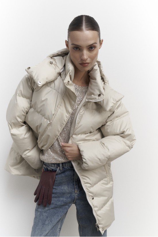 Пуховик удлиненный Латте