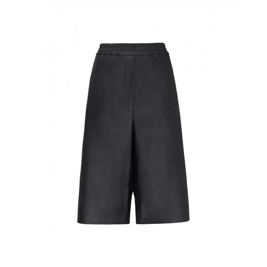 Бермуды женские чёрные из экокожи
