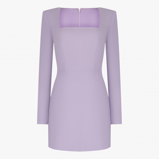 Платье мини с вырезом каре Лаванда