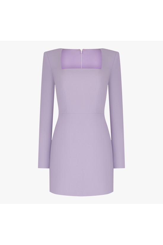 Платье мини с вырезом каре Лаванда