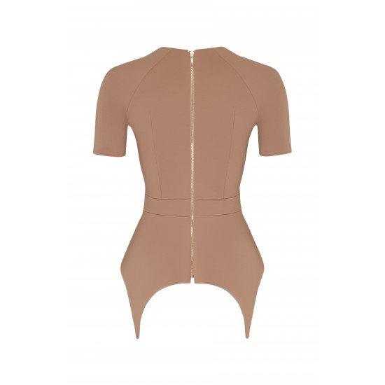Топ-корсет с фигурным низом бежевый