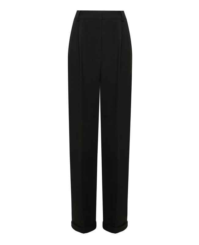 Брюки палаццо из черной костюмной ткани  