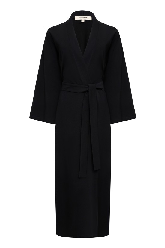 Халат с поясом в черном цвете 