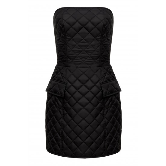 Корсетное платье из стёганой ткани черное