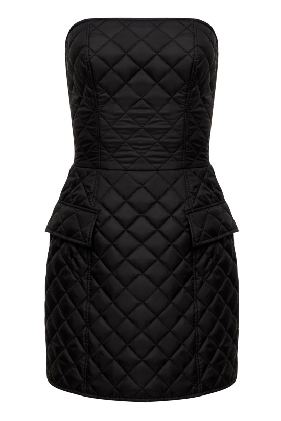 Корсетное платье из стёганой ткани черное