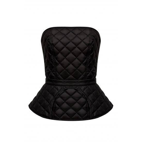 Корсет из стеганой ткани черный