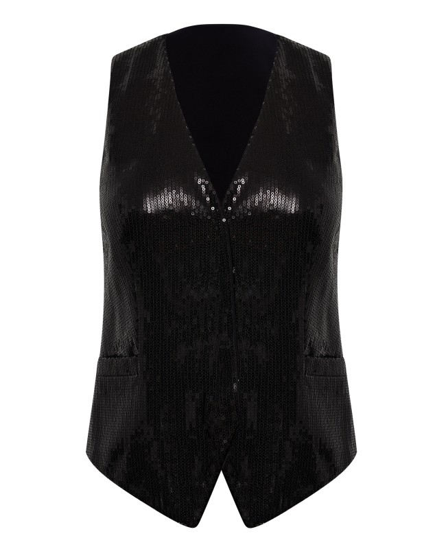 Жилет с пайетками чёрный