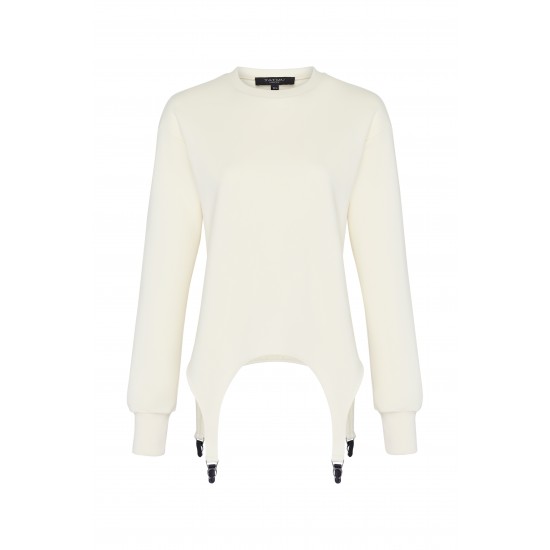 Свитшот с декоративными элементами экрю