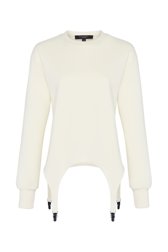 Свитшот с декоративными элементами  Экрю