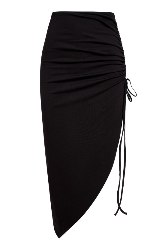 Юбка со сборкой миди Черный