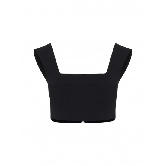 Кроп-топ на широких бретелях  Лен Черный