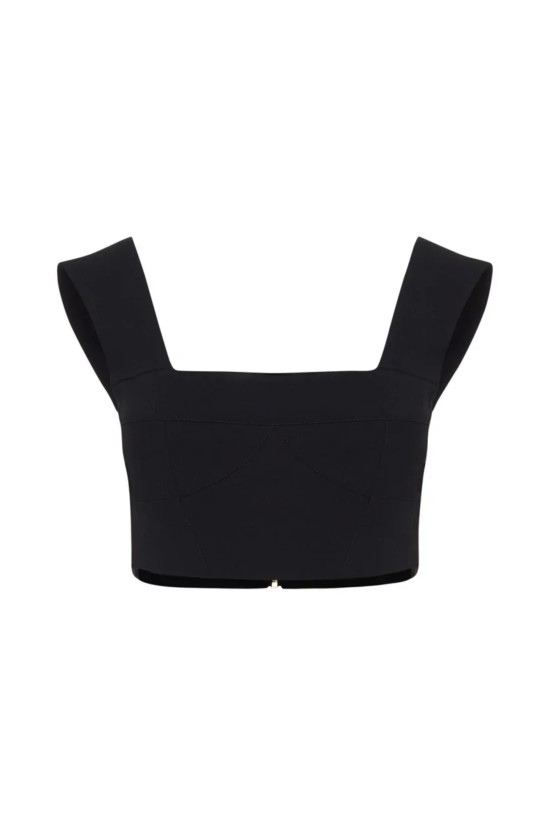 Кроп-топ на широких бретелях  Лен Черный