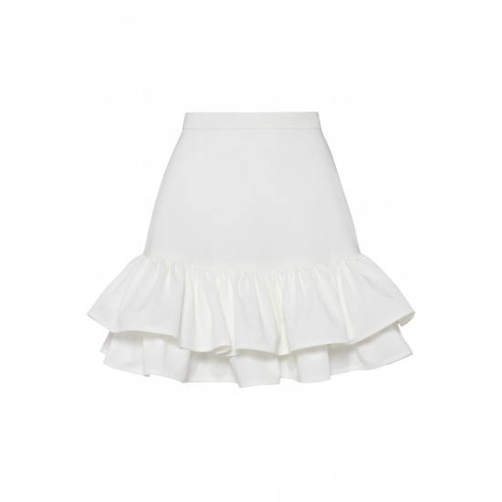 Юбка мини белая с оборками