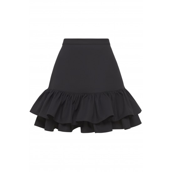 Юбка мини чёрная с оборками