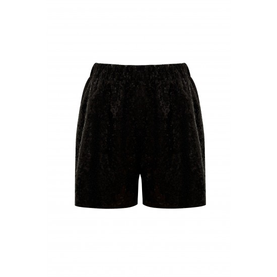 Шорты женские с пайеткой черные