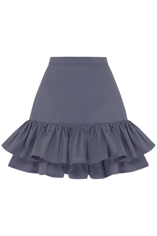 Юбка мини cиняя с оборками