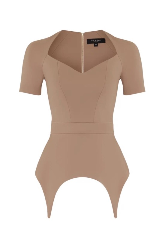 Топ-корсет с фигурным низом бежевый