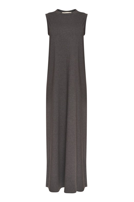 Платье миди без рукавов из трикотажа антрацит
