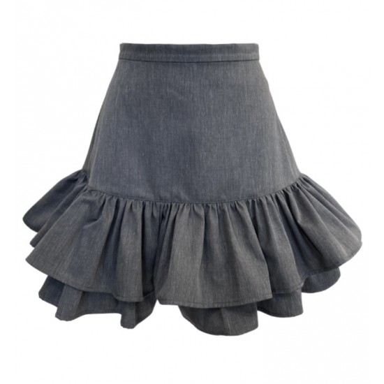 Юбка мини цвета графит с оборками