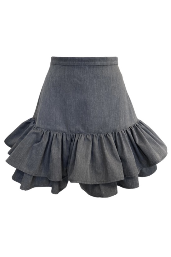 Юбка мини цвета графит с оборками