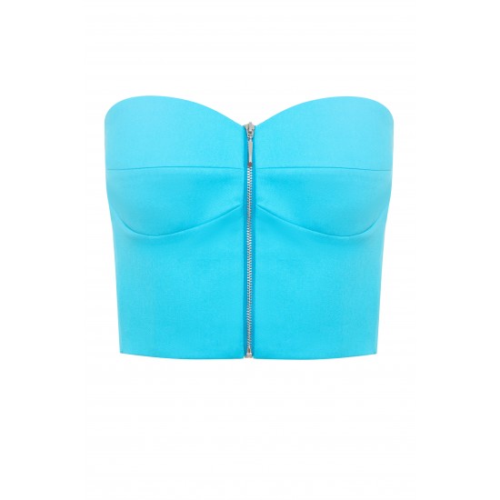 Корсет женский на молнии голубой