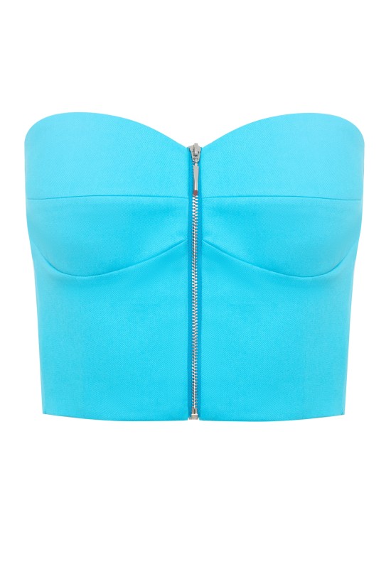 Корсет женский на молнии голубой