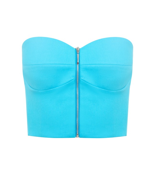 Корсет женский на молнии голубой