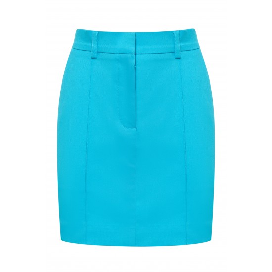 Юбка мини на молнии голубая