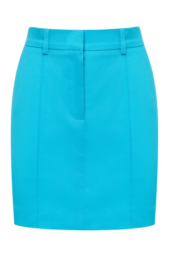 Юбка мини на молнии голубая