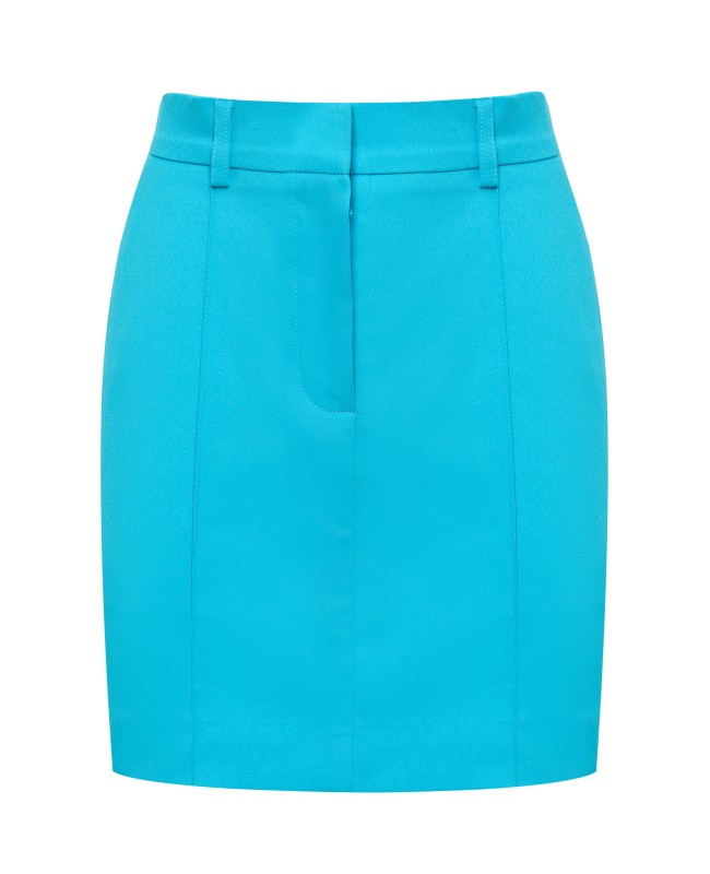 Юбка мини на молнии голубая