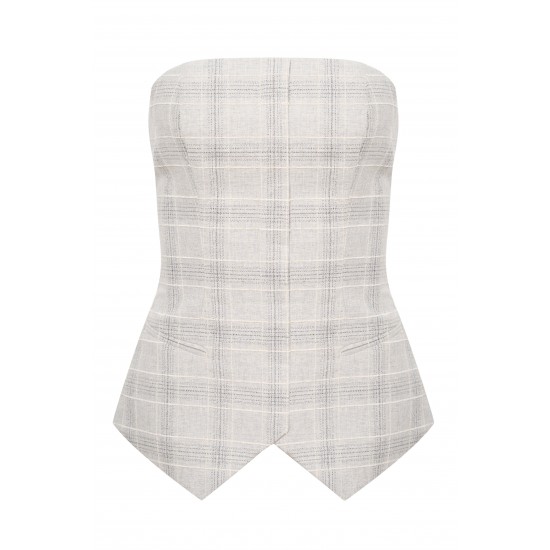 Корсет женский  с планкой из серой клетки