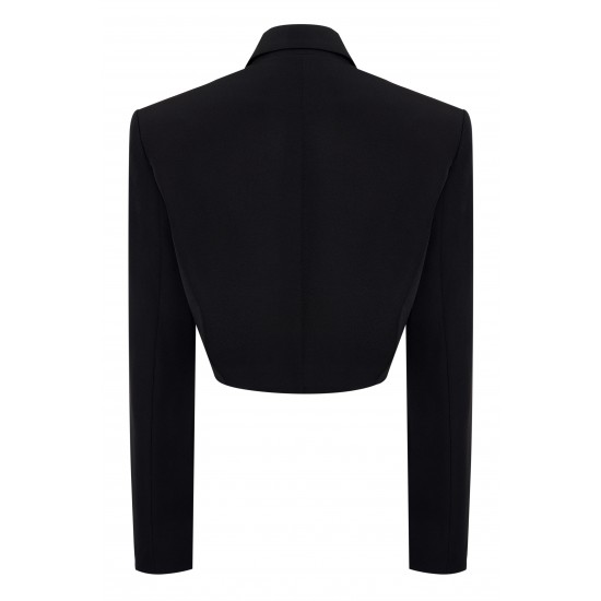 Жакет укороченный из костюмной вискозы Черный
