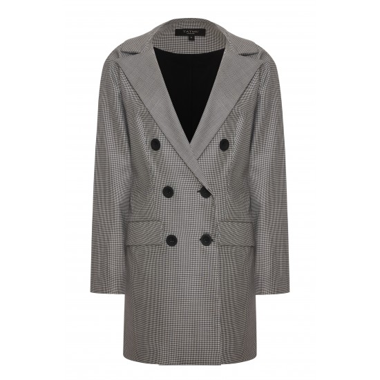 Жакет двубортный  из костюмной ткани гусиная лапка